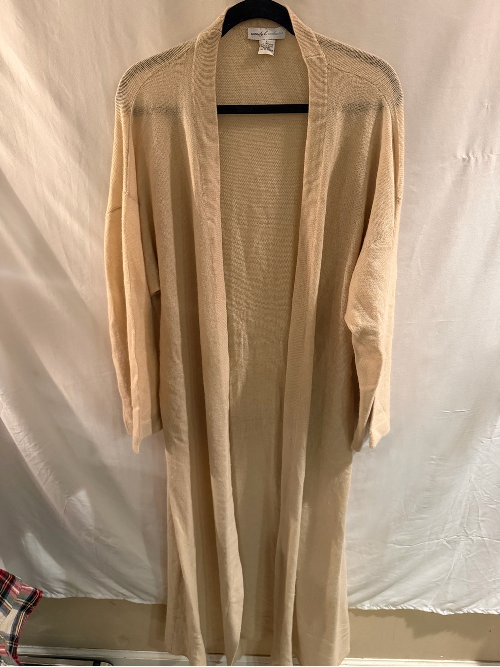 Eileen Fisher Long Open-Front Duster Cardigan — Cream